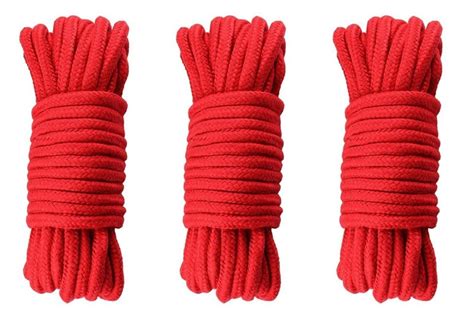 3 X Shibari 10m Soft Bondage Ropes Red Black Purple 100 Cotton