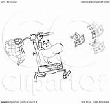 Chasing Money Businessman Flying Outline Coloring Illustration Royalty Clipart Rf Toon Hit sketch template