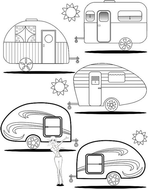 adult coloring page teardrop trailers etsy camper art camper quilt