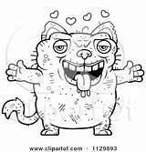 Outlined Ugly Cat Clipart Coloring Cartoon Vector Loving Running Confused Cory Thoman sketch template