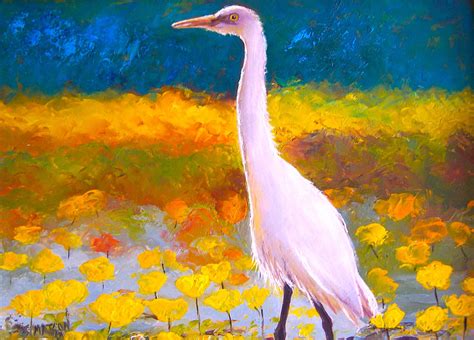 Egret Water Bird Painting By Jan Matson