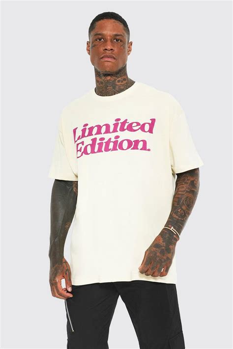 Mens Oversized Limited Puff Print T Shirt Boohoo Uk