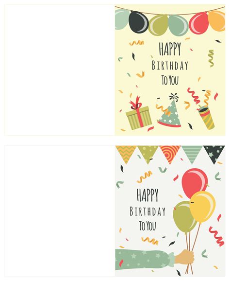 foldable  printable birthday card printable templates