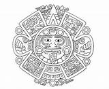 Aztec Calendar Drawing Mayan Sun Tattoo Stone Xyz Coloring Pages sketch template