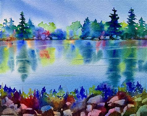 learn  paint water reflections   watercolor landscape eva