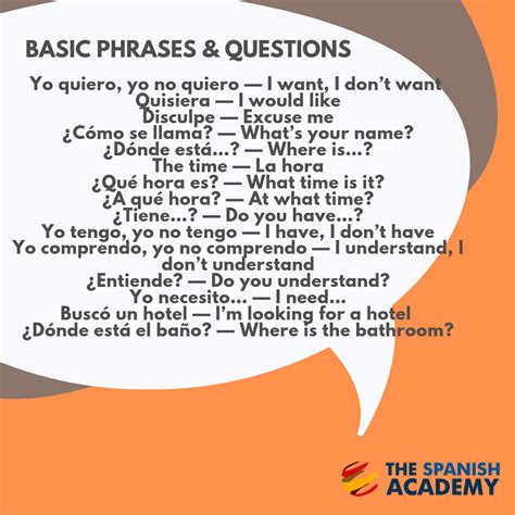 basic spanish phrases  questions  spanish academy