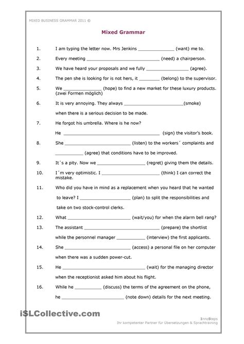 esl grammar worksheets  printable