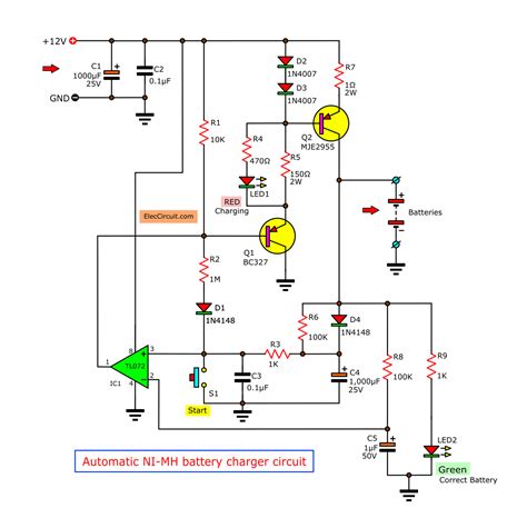 automatic nimh battery charger circuit cutoff  full eleecircuitcom