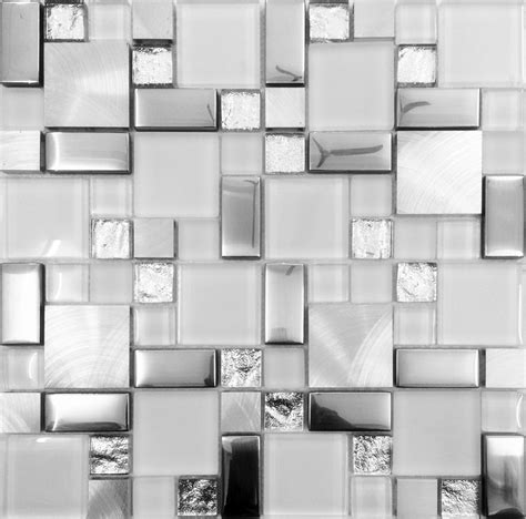 Silver Metal And Glass Tile Backsplash Ideas Bathroom Brushed Stainless