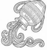 Aquarius Horoscope Zentangle sketch template