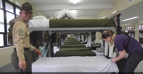 drill instructor teaches reporter     bed   hilarious    bed