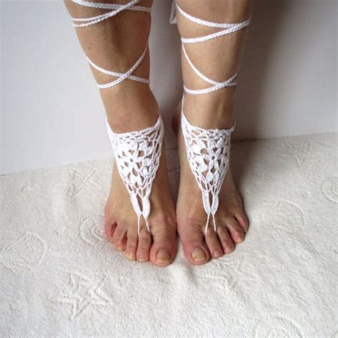 Crochet Barefoot Sandals Nude Shoes Foot Jewelry Wedding Victorian