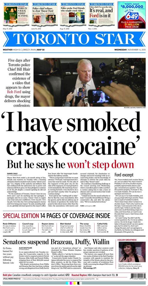 newspaper  toronto star canada newspapers  canada wednesdays edition november