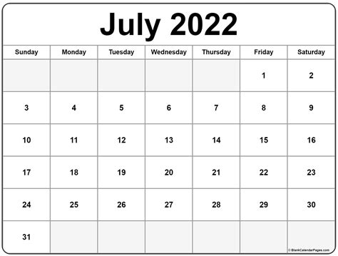 blank calendar july  printable printable word searches