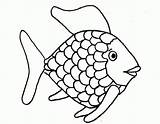 Fish Rainbow Outline Coloring Print sketch template