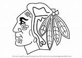 Blackhawks Chicago Logo Draw Coloring Pages Step Drawing Nhl Feathers Drawingtutorials101 Template Sketch sketch template