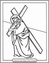 Cross Coloring Pages Stations Lent Friday Good Drawing Catholic Jesus Rosary Carrying Printable Mysteries His Carries Children Sorrowful Clipart Activities sketch template