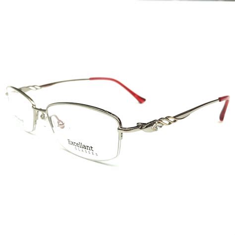 designer womens titanium half rimless eyeglasses frames rx spectacles