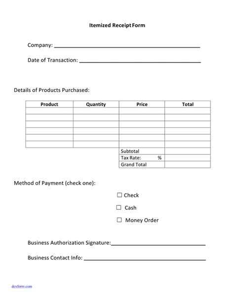 itemized receipt template   documents   word  excel