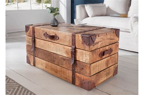 table basse coffre rectangulaire bois massif  cm cbc meubles