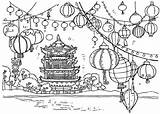 Coloring Chinese Pages Colouring Year China Kids Sheets Pagoda Snake Chine Festival Lanterns Sheet Crafts Temple Printable Japanese Chinois Preschool sketch template