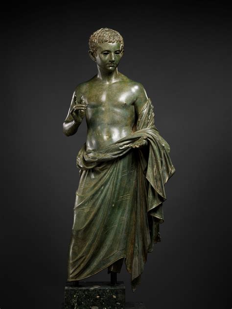 bronze statue   aristocratic boy roman augustan
