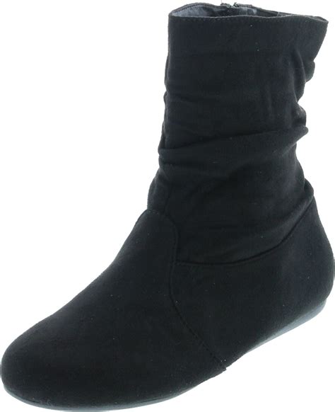 Womens Fashion Selena 03 Calf Flat Heel Side Zipper Slouch Ankle Boots