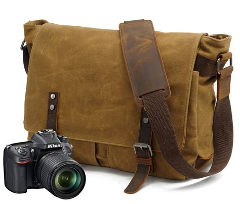 canvas vintage dslr camera bag case  laptop shoulder casual daypack messenger pack