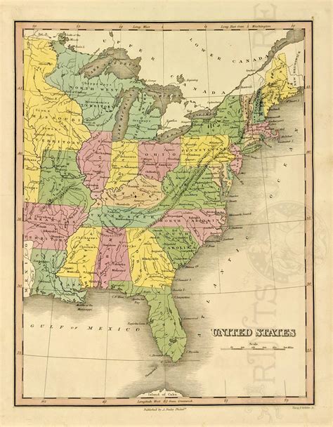 prints  rare united states  america antique maps prints