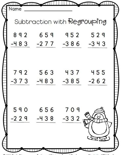 digit subtraction  regrouping coloring worksheets