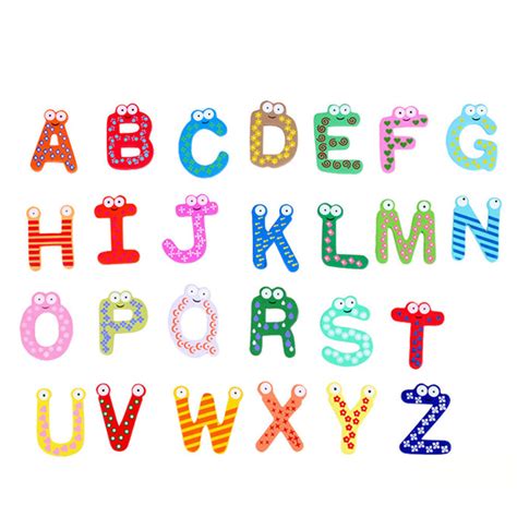 pcs wooden alphabet letters fridge magnet baby kids child educational