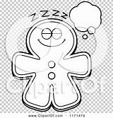 Dreaming Gingerbread Mascot Man Outlined Coloring Clipart Cartoon Vector Thoman Cory sketch template