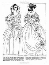 Coloring Dover Book Fashion Fashions Adult Pages Publications Godey Victorian Sheets Books Royal Colouring Clothing sketch template