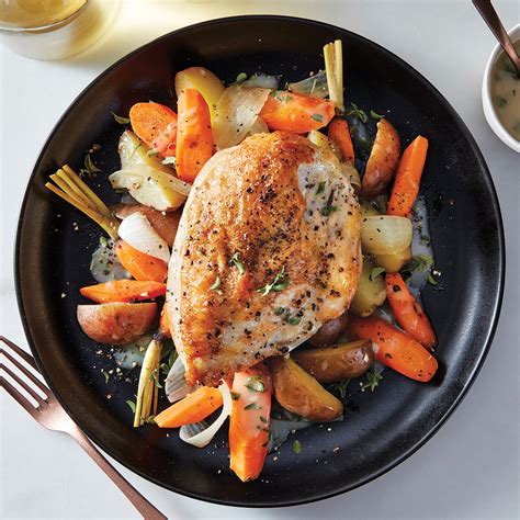 Slow Cooker Chicken With Potatoes Carrots And Herb Sauce