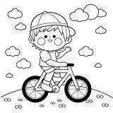 Bicicletta Ragazzo Jongen Kleurende Boekpagina Fiets Berijden Biking sketch template