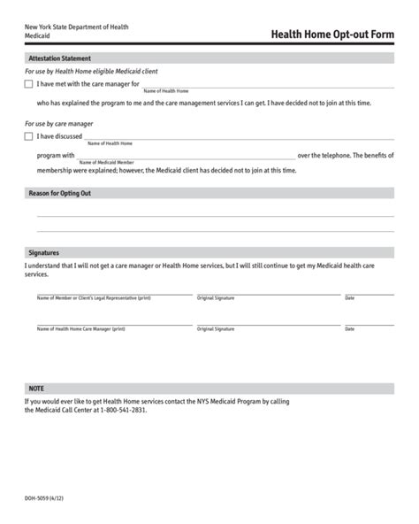 Health Home Opt Out Form Edit Fill Sign Online Handypdf