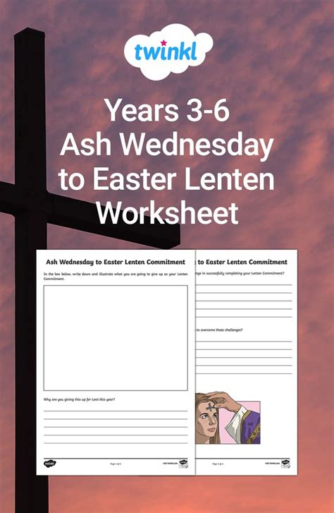 ash wednesday worksheet     years   children  engage