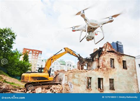 drone operated  construction worker  building site stock image image  hydraulic machine