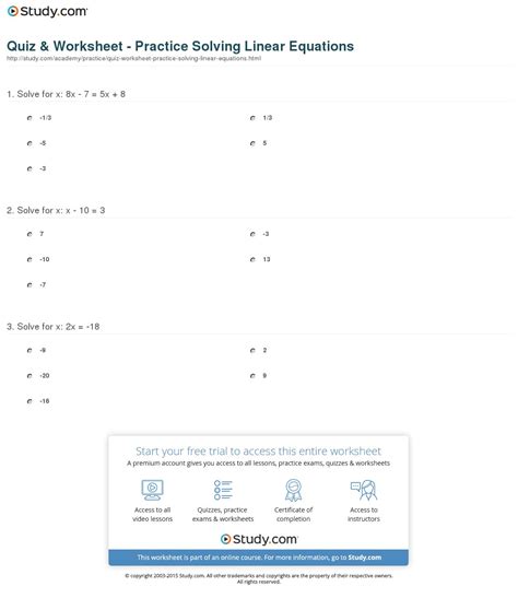 solving linear equations worksheet db excelcom