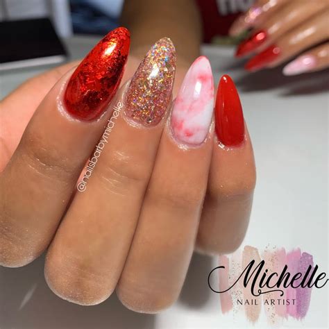 michelle nail artist  instagram  rojo como este marmol rojo