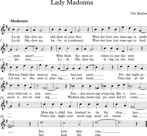 descubriendo la música partituras para flauta dulce o de pico lady madonna
