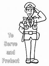 Police Officer Coloring Pages Policeman Kids Colouring Drawing Clipart Color Clip Serve Man Cliparts Protect Print Woman Uniform People Professions sketch template