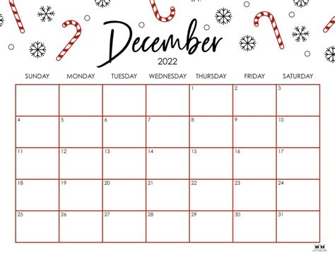 printable monthly calendar december