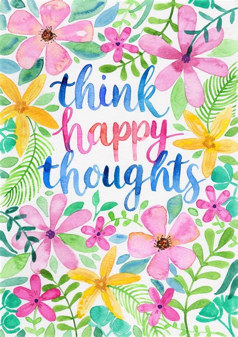 happy thoughts print watercolour art print colourful etsy