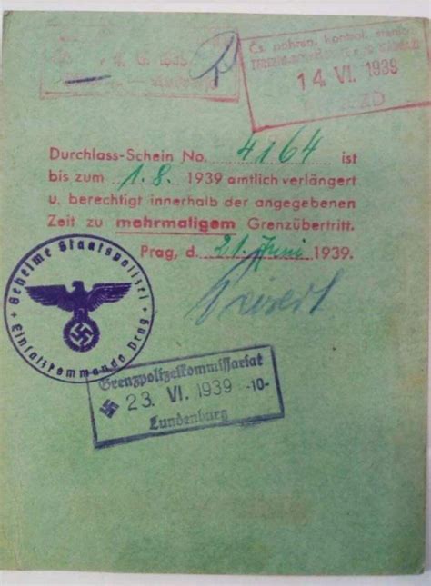german gestapo issued daily pass 1939