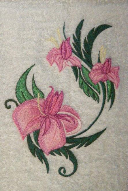 towel  elegant oriental flower machine embroidery design author