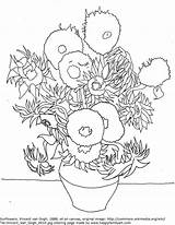 Gogh Sunflowers Girassois Colorir Girassol Kleurplaat Zonnebloemen Sonnenblumen sketch template