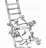 Ladder Outlined Rung Upside Businessman Toonaday sketch template
