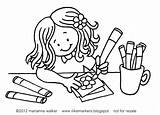 Coloring Writing Pages Color Girl Markers Using Getdrawings sketch template
