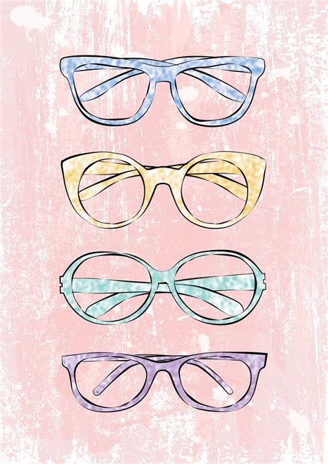 wall art print pink glasses abposterscom